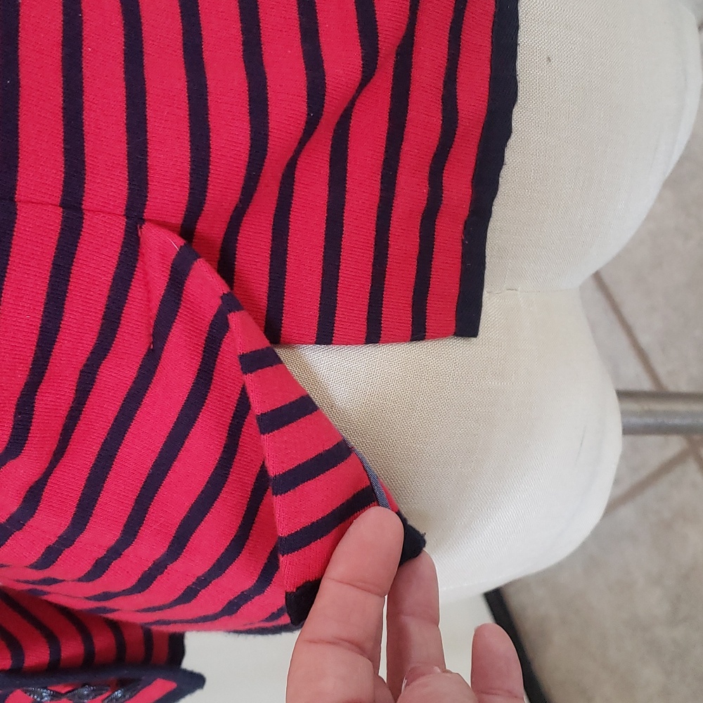 TALBOTS Nautical Striped Knit Blazer Jacket Red Navy XS Petite Anchor Button - Picture 12 of 12